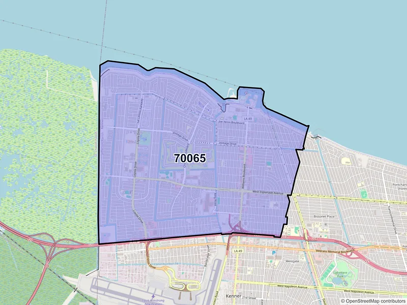 Map of ZIP Code 70065 — Kenner, LA