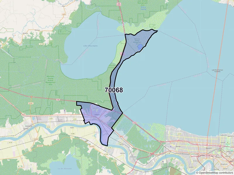 Map of ZIP Code 70068 — La Place, LA