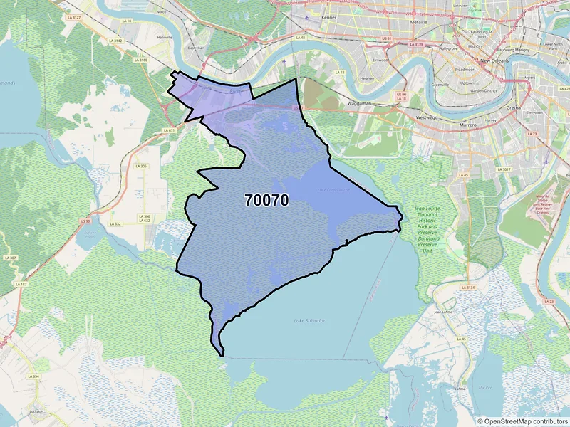 Map of ZIP Code 70070 — Luling, LA