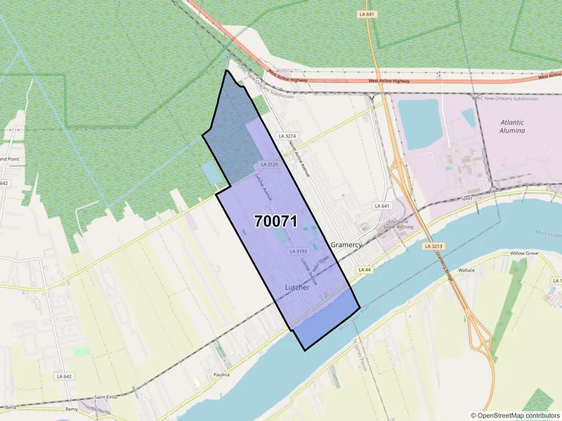 Map of ZIP Code 70071 — Lutcher, LA