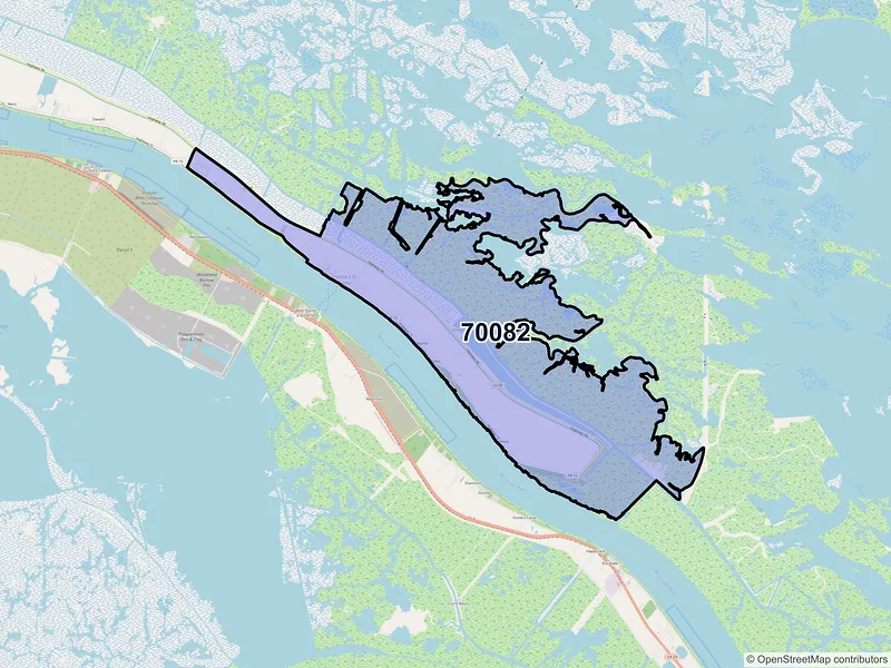Map of Pointe A La Hache, Louisiana and ZIP codes