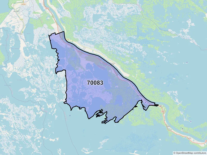 Map of Port Sulphur, Louisiana and ZIP codes