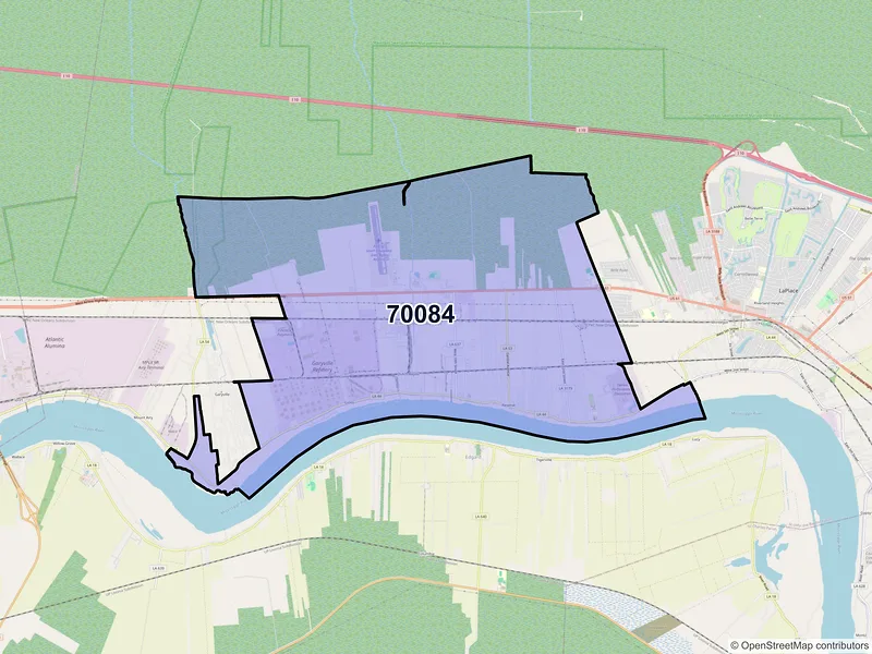 Map of ZIP Code 70084 — Reserve, LA