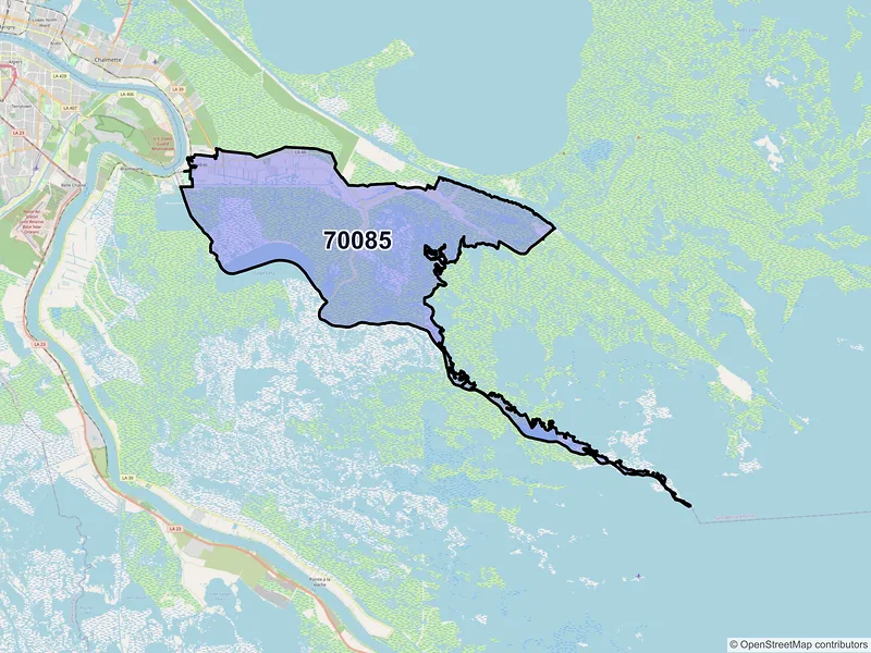 Map of ZIP Code 70085 — Saint Bernard, LA