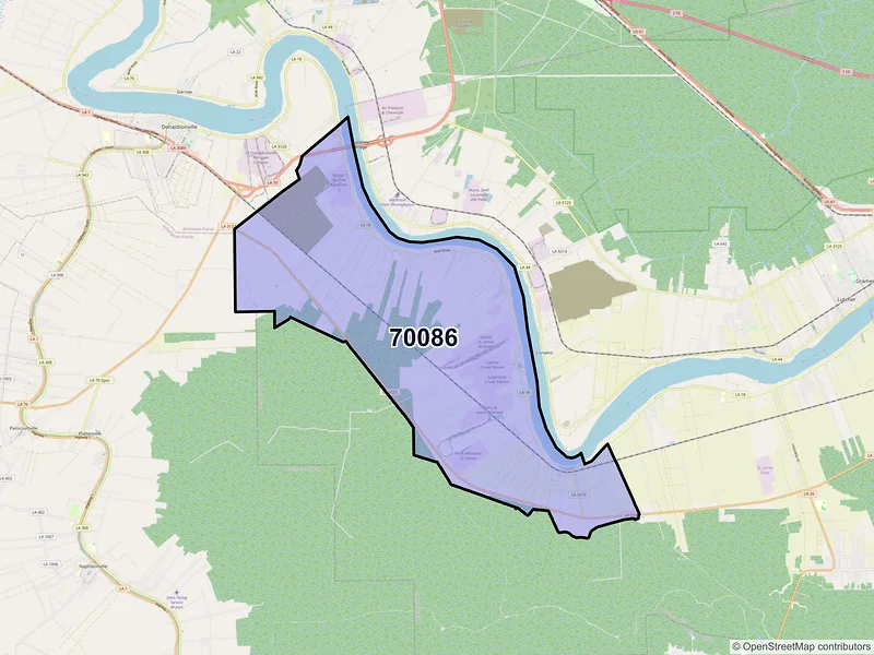 Map of Saint James, Louisiana and ZIP codes