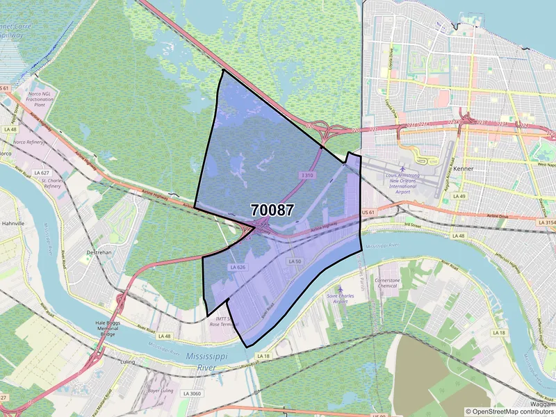 Map of Saint Rose, Louisiana and ZIP codes