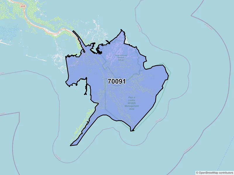 Map of ZIP Code 70091 — Venice, LA