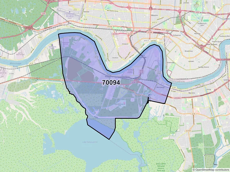 Map of ZIP Code 70094 — Westwego, LA