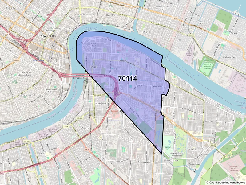 Map of ZIP Code 70114 — New Orleans, LA