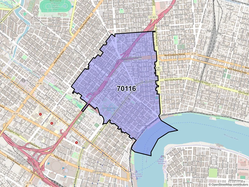 Map of ZIP Code 70116 — New Orleans, LA