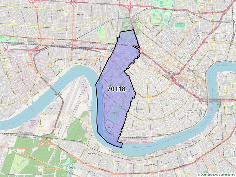 Map of ZIP Code 70118 — New Orleans, LA