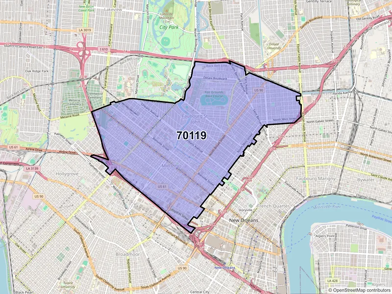 Map of ZIP Code 70119 — New Orleans, LA