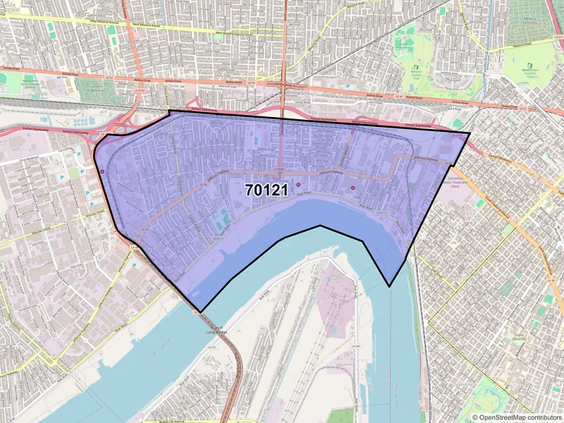 Map of ZIP Code 70121 — New Orleans, LA