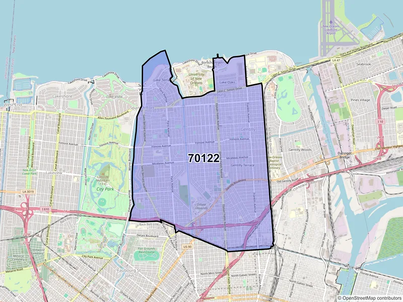 Map of ZIP Code 70122 — New Orleans, LA