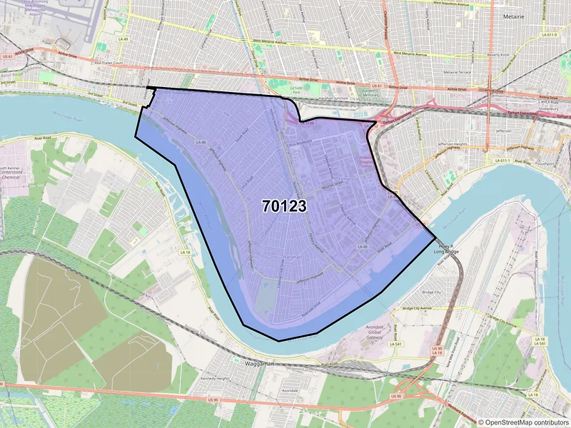 Map of ZIP Code 70123 — New Orleans, LA