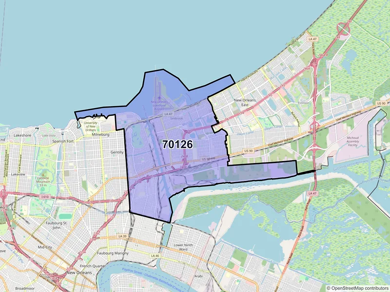 Map of ZIP Code 70126 — New Orleans, LA