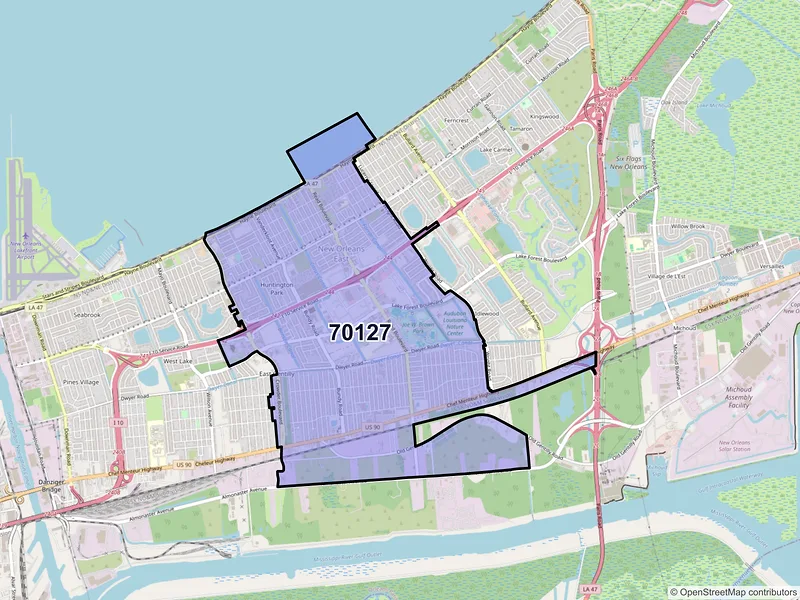 Map of ZIP Code 70127 — New Orleans, LA