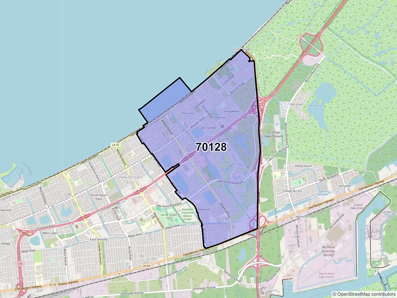 Map of ZIP Code 70128 — New Orleans, LA
