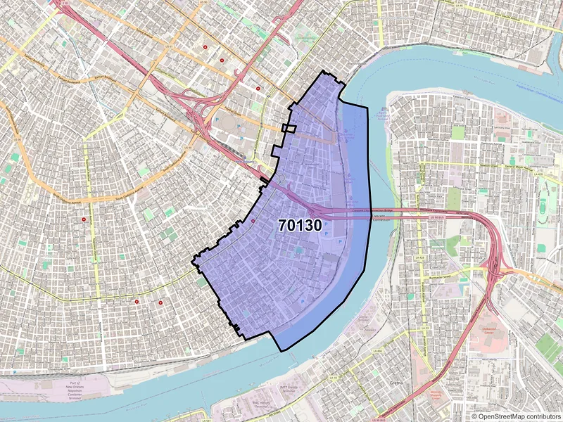 Map of ZIP Code 70130 — New Orleans, LA