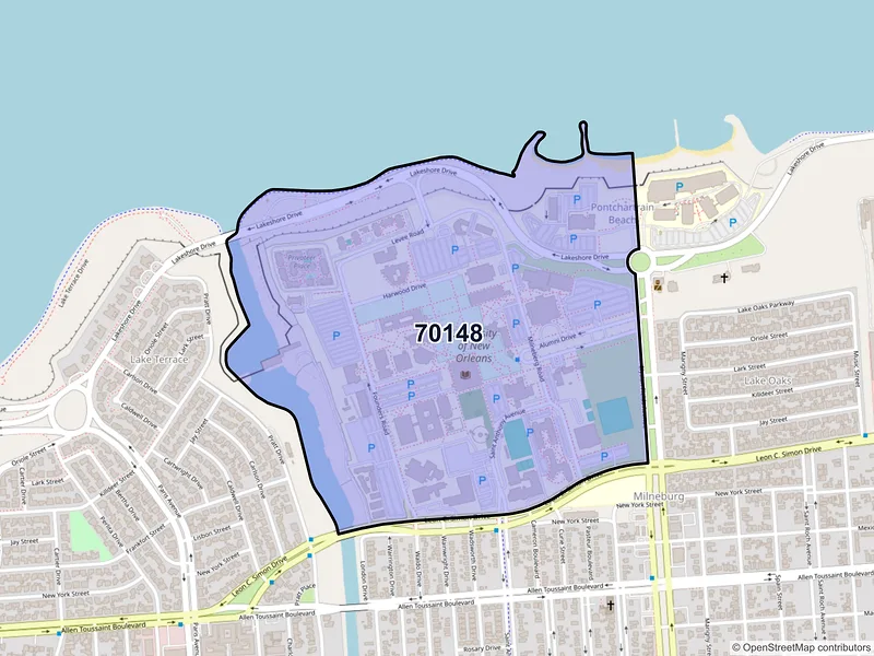 Map of ZIP Code 70148 — New Orleans, LA