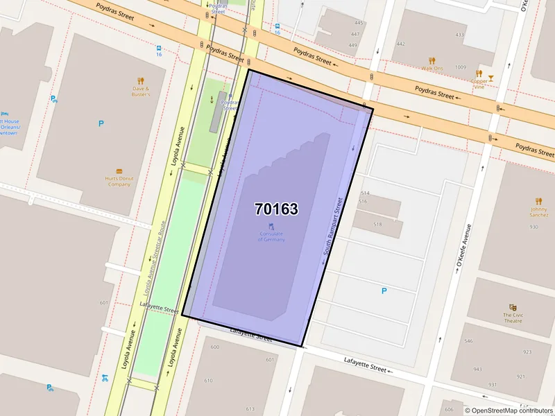 Map of ZIP Code 70163 — New Orleans, LA
