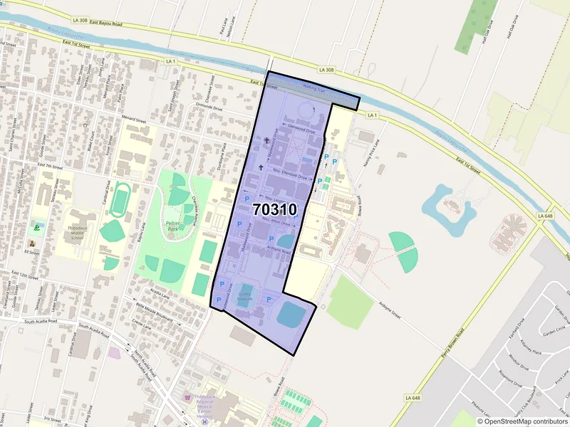 Map of ZIP Code 70310 — Thibodaux, LA