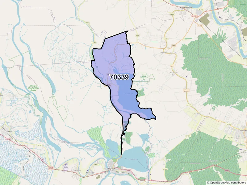 Map of Pierre Part, Louisiana and ZIP codes