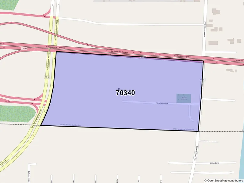 Map of Amelia, Louisiana and ZIP codes