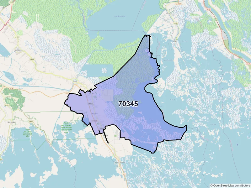Map of Cut Off, Louisiana and ZIP codes