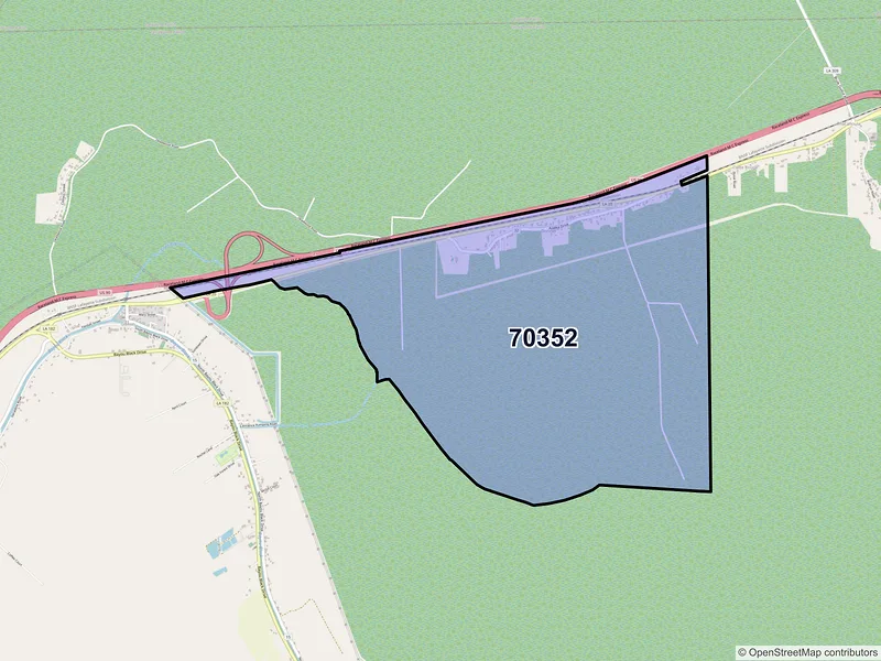 Map of ZIP Code 70352 — Donner, LA