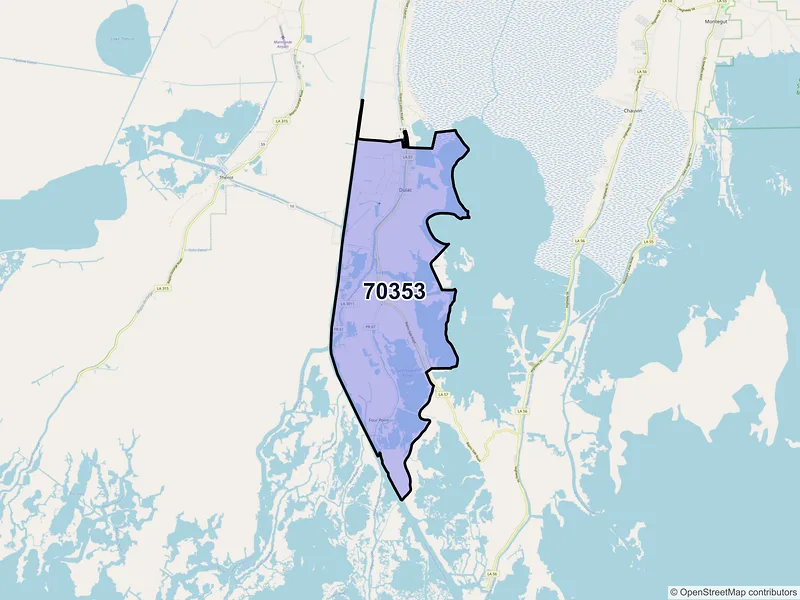 Map of ZIP Code 70353 — Dulac, LA