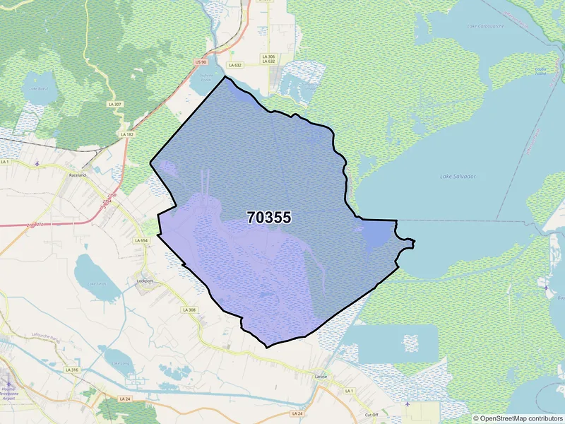 Map of ZIP Code 70355 — Gheens, LA