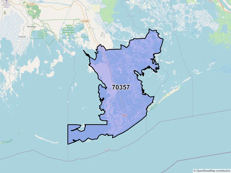 Map of ZIP Code 70357 — Golden Meadow, LA