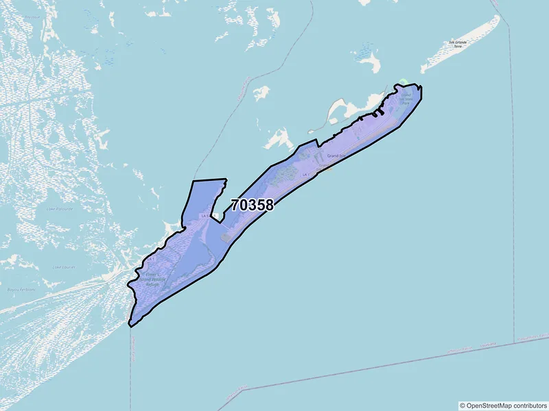 Map of Grand Isle, Louisiana and ZIP codes