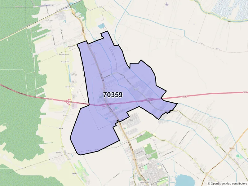 Map of ZIP Code 70359 — Gray, LA
