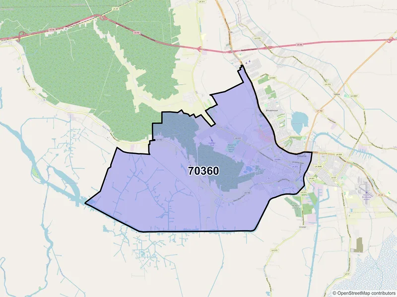 Map of ZIP Code 70360 — Houma, LA