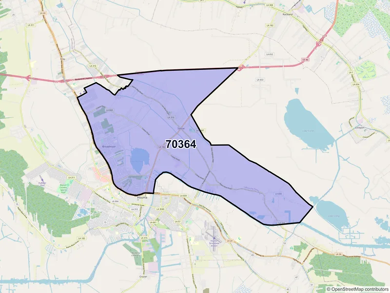 Map of ZIP Code 70364 — Houma, LA