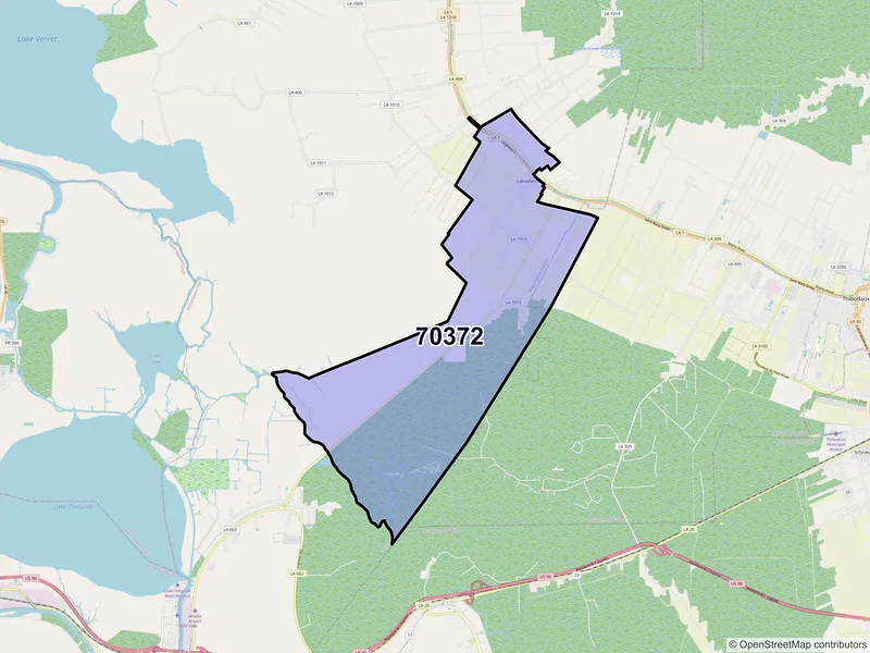 Map of ZIP Code 70372 — Labadieville, LA