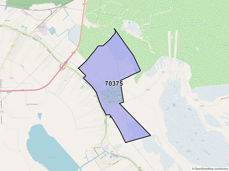 Map of ZIP Code 70375 — Mathews, LA