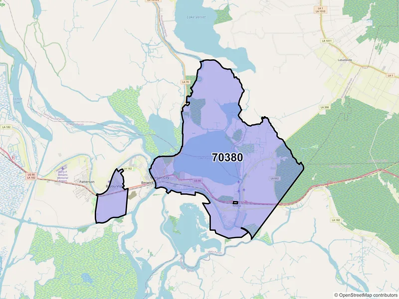 Map of ZIP Code 70380 — Morgan City, LA