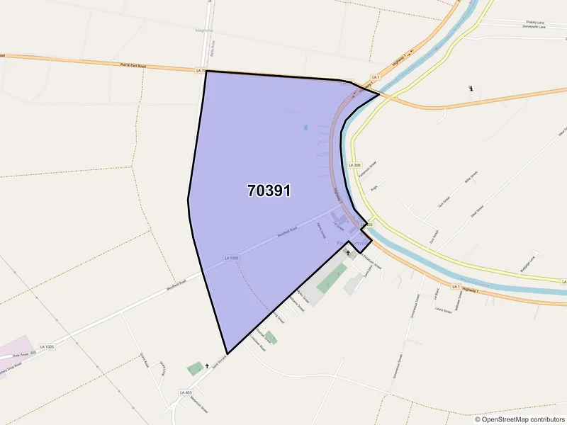 Map of Paincourtville, Louisiana and ZIP codes