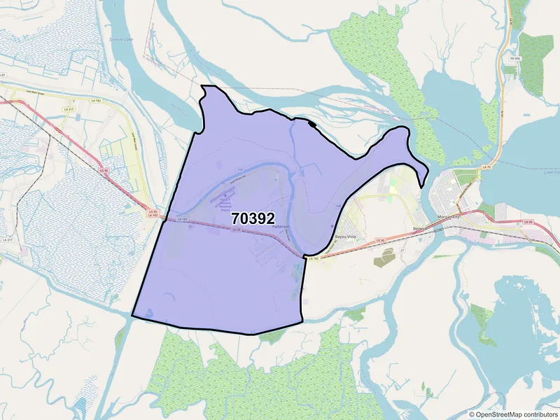 Map of ZIP Code 70392 — Patterson, LA