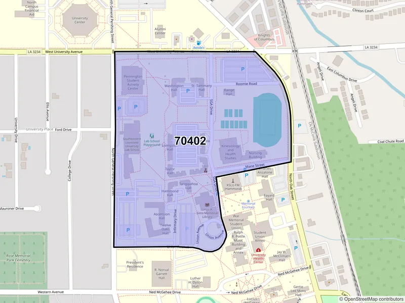 Map of ZIP Code 70402 — Hammond, LA
