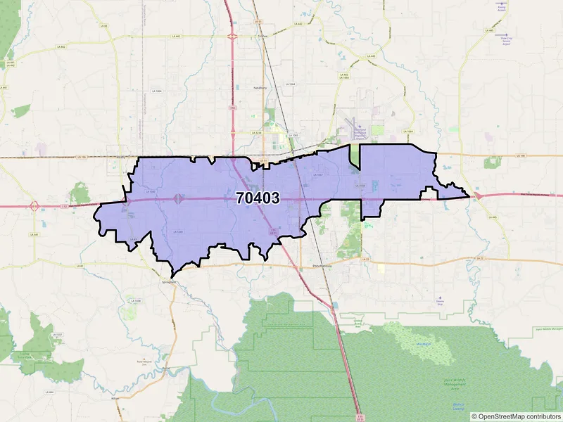 Map of ZIP Code 70403 — Hammond, LA
