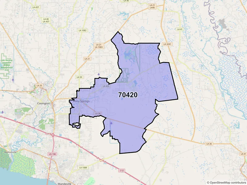 Map of ZIP Code 70420 — Abita Springs, LA