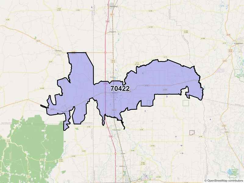 Map of ZIP Code 70422 — Amite, LA
