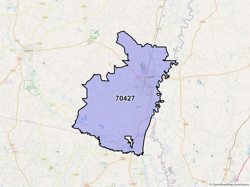 Map of ZIP Code 70427 — Bogalusa, LA