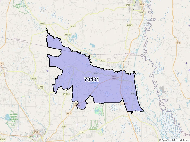 Map of ZIP Code 70431 — Bush, LA