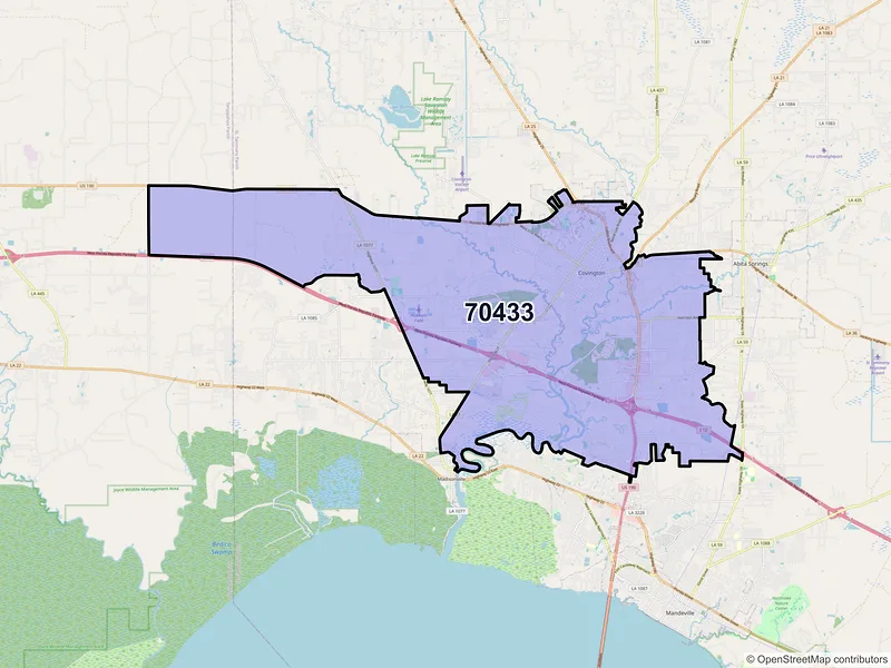 Map of ZIP Code 70433 — Covington, LA