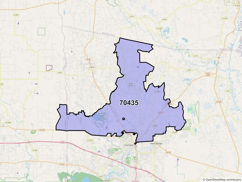 Map of ZIP Code 70435 — Covington, LA
